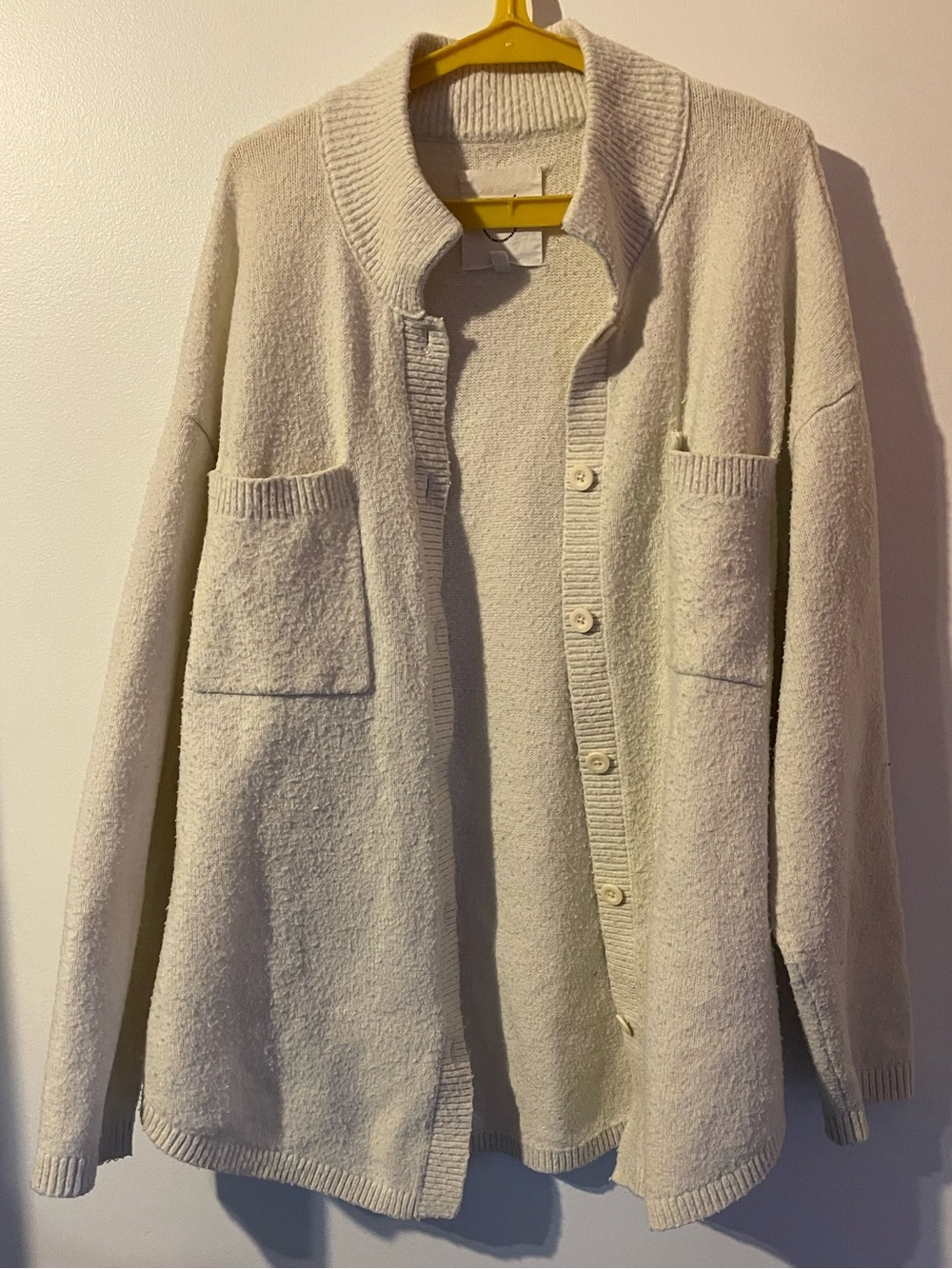 Aerie Cream Oversized Button Down Knit Cardigan Shacket L XL